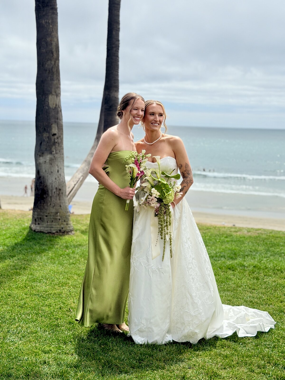Bride and father embrace