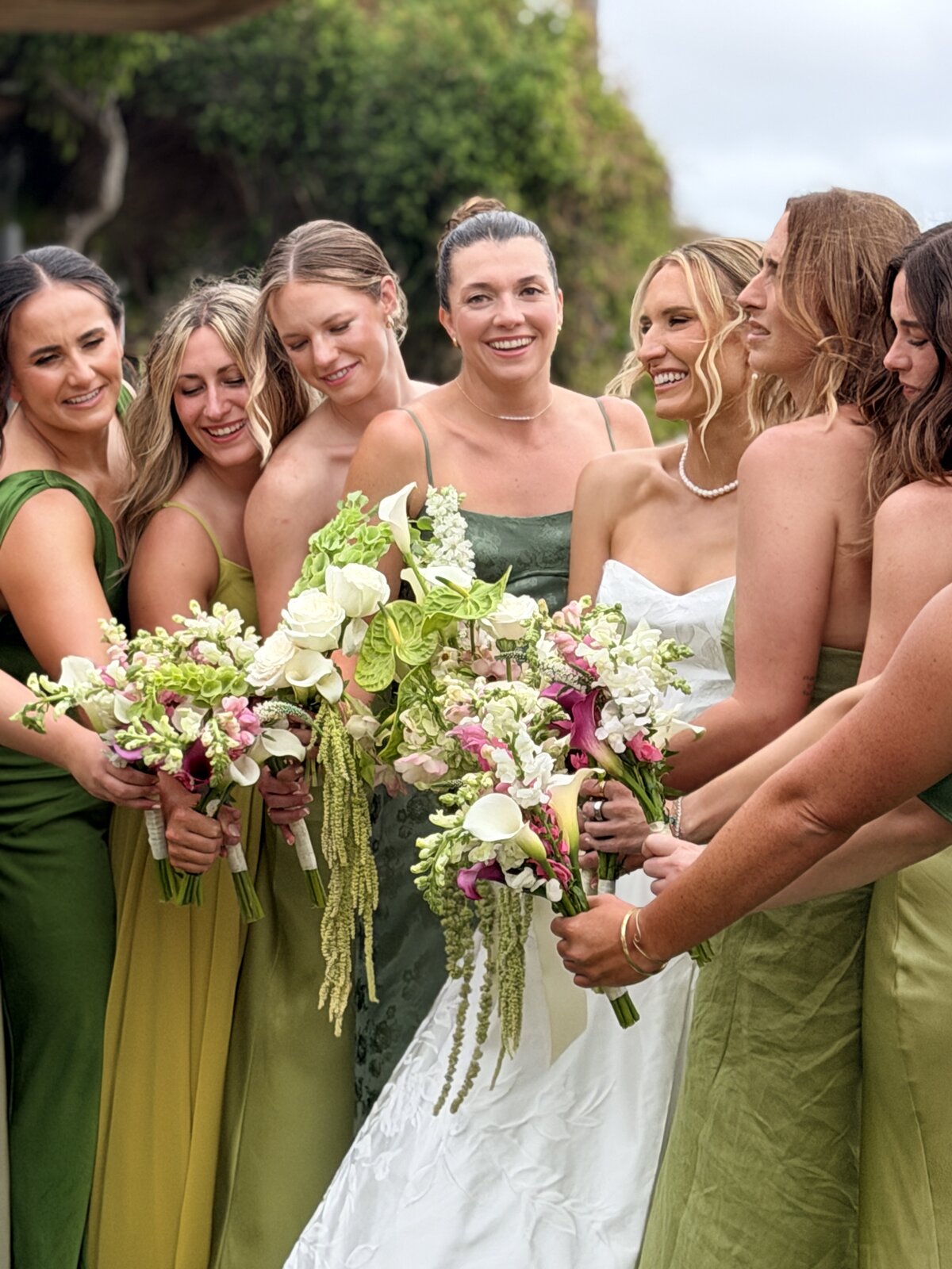Bride and groom smiling